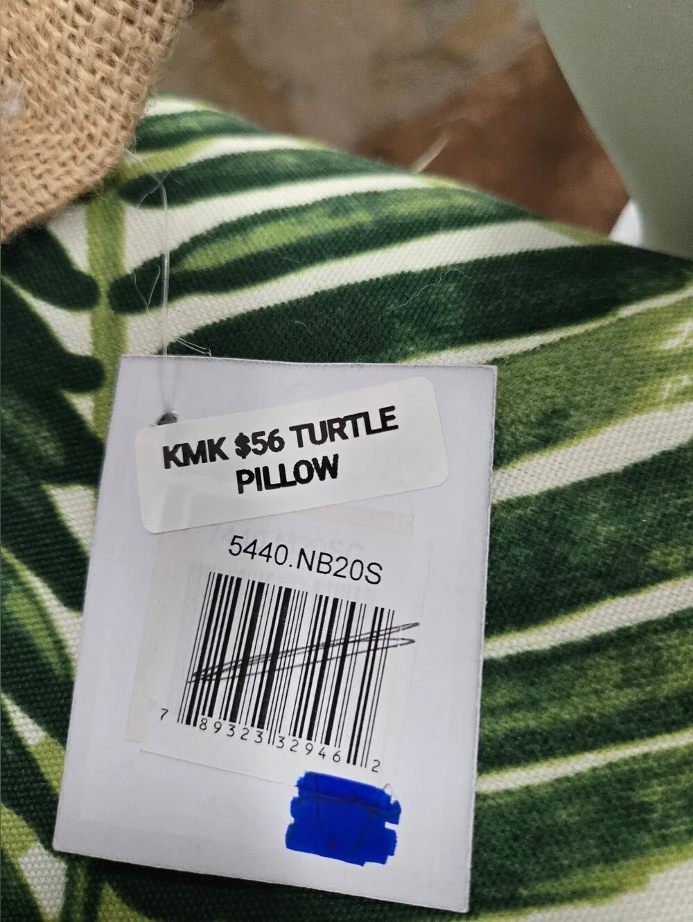 New Blue Sea Turtle Down Filled Throw Pillow by SARO LIFESTYLE 20X20X3.8